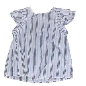 Mine Flutter Sleeve Tie Back Top Blue Stripe